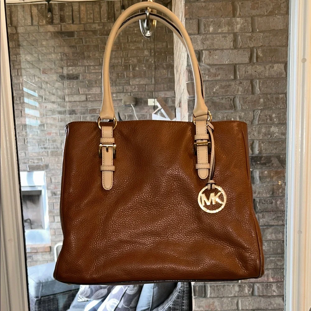 Michael Kors Tan and Cream Purse/Tote Early 2000s Vintage - Picture 1 of 12